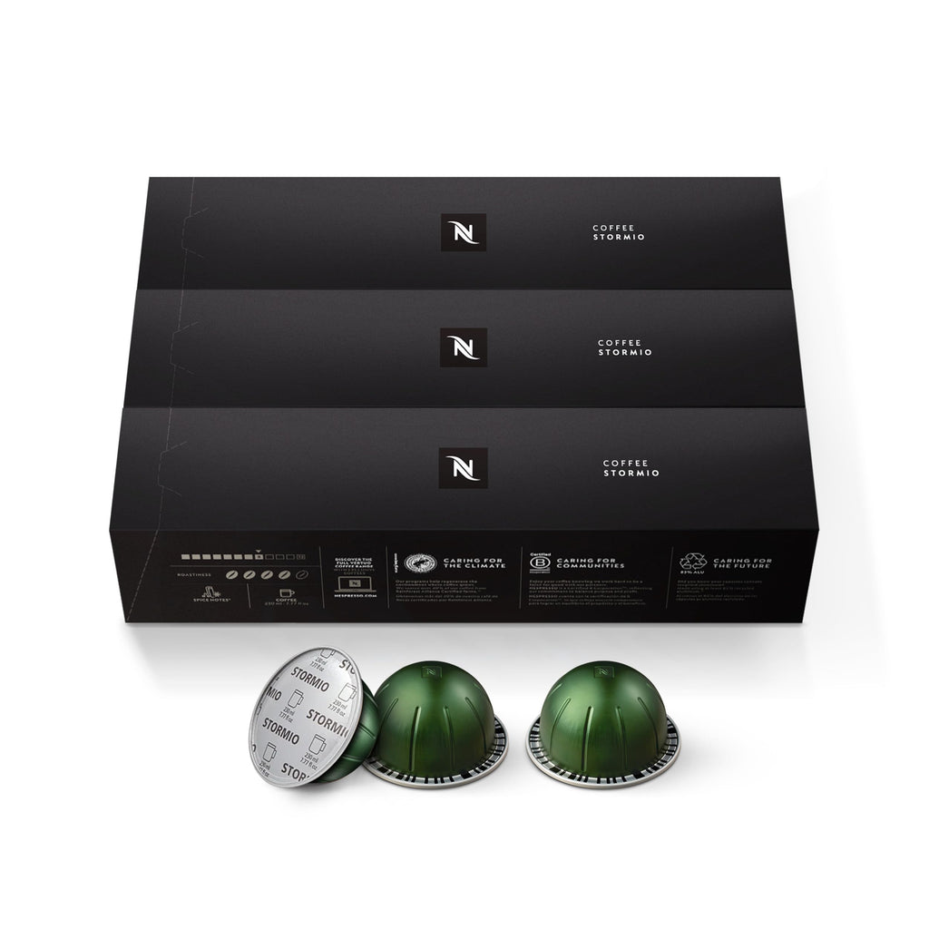Nespresso Vertuo, Stormio, Dark Roast, 30-Count Coffee Pods
