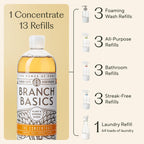 Branch Basics Premium Starter Kit in Glass: All Purpose Cleaner, Glass Cleaner, Bathroom Cleaner, Wash Bottle, and Laundry Bottle (3 Glass Spray Bottles + Concentrate) Fragrance-Free