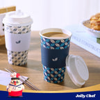 JOLLY CHEF 16 oz Paper Coffee Cups with Lids 100 Pack Disposable Hot Cups