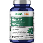 NusaPure Mullein Leaf Capsules, 500 mg, 150 Veg Capsules (Non-GMO, Vegan)