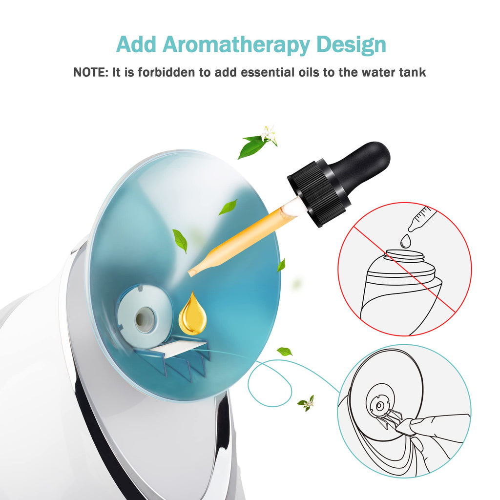 Facial Steamer EZBASICS Ionic Face Steamer for Home Facial, Warm Mist Humidifier Atomizer for Face Sauna Spa Sinuses Moisturizing, Unclogs Pores, Bonus Stainless Steel Skin Kit Blue