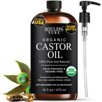 SOULSPA PURE Organic Castor Oil Glass Bottle for Hair Growth Face Scalp Skin USDA Certified 100% Pure Castor Oil Organic Glass Bottle