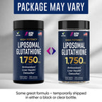 Liposomal Glutathione Supplement 1000MG + 750MG- Glutathione Liposomal with VIT C + Phospholipid Antioxidant Complex - Liver Detox and Immune Support Supplement - 120 Caps - Powder&Liquid Alternative