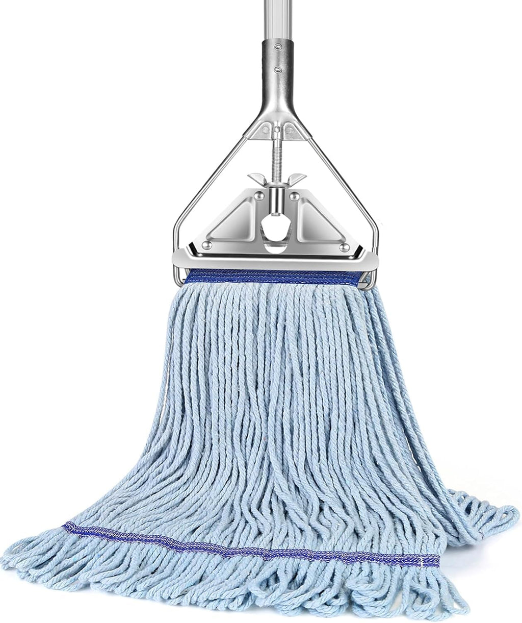 String Mop Heavy Duty for Floor Cleaning- Industrial Commercial Wet Mop with 59inch Mop Handle for Home,Garage,Office, Workshop, Warehouse Floor Cleaning