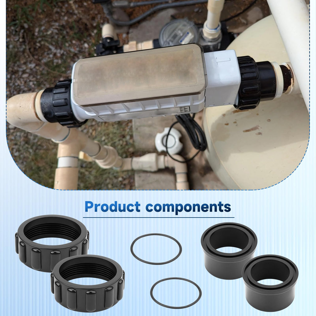 YXYYXY 520595 Union Replacement Kit for Pentair Intellichlor and Ichlor Salt Chlorizers, Designed to Compatible with Pentair Intellichlor Ic20, Ic40, Ic20, Ic80 Sap Pool Parts, Black