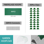 BOTINDO Garden Hoops for Raised Beds 36Pcs, 6 Sets of 8FT Long Greenhouse Hoops Grow Tunnel Rust-Free Fiberglass Support Hoops Frame for Garden Netting Fabric Shade Cloth Row Cover (36 PCS)