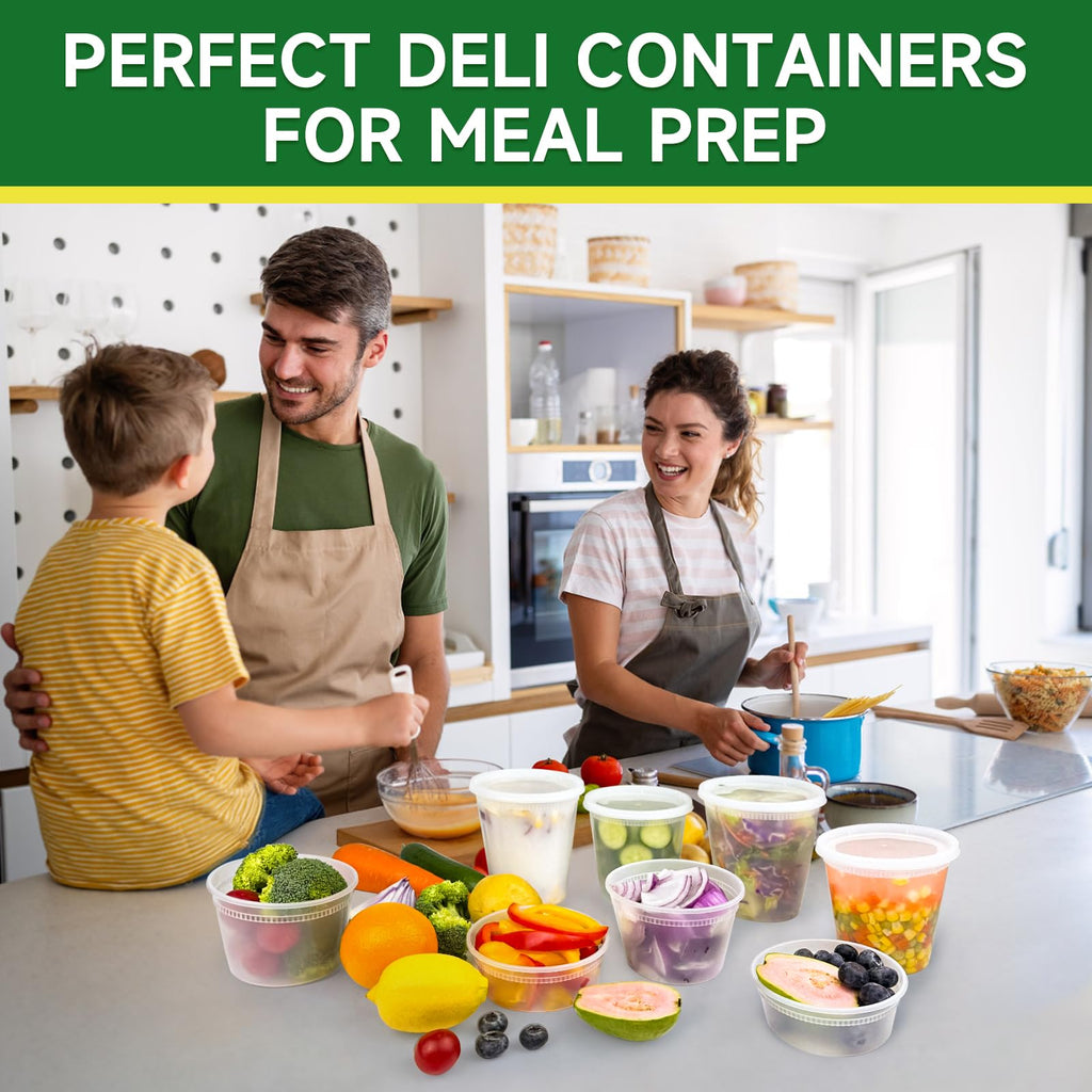 Dealusy 50 Set 16 oz Deli Containers with Lids