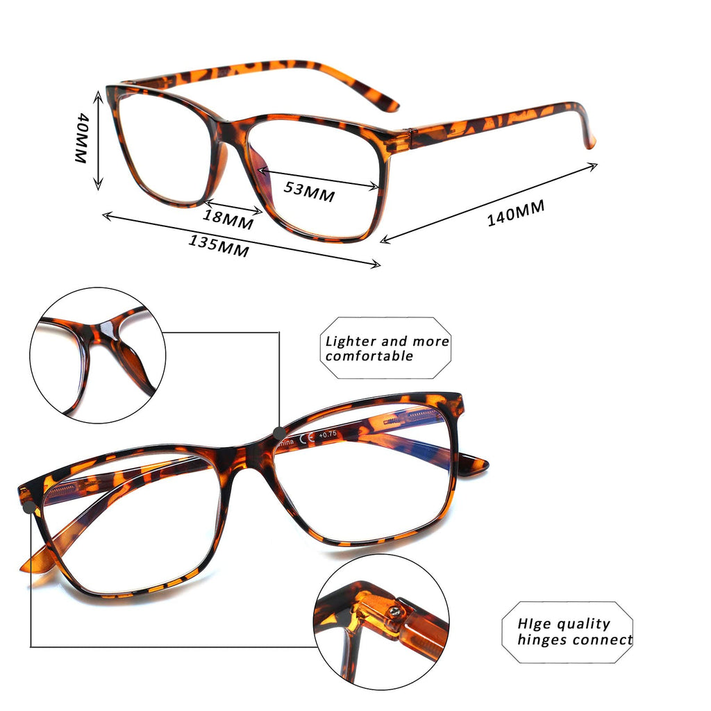 SIGVAN Ladies Reading Glasses Blue Light Blocking Spring Hinge Fashion Pattern Print Eyeglasses for Women (C5 Mix, 2.00, x)