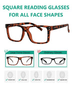 Eyekepper 5-pack Oversized Reading Glasses Square Large Frame Readers for Men and Women +3.00