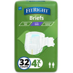 Medline FitRight Incontinence Diapers, Specialty Size Adult Diapers, For Men And Women, Maximum Protection, Waist Size 65"–94", 4XL, 8 briefs per bag, 32 briefs per case