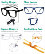 Eyekepper 5-pack Oversized Reading Glasses Square Large Frame Readers for Men and Women +2.50