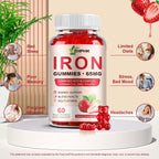 ZHPHK Iron Supplement Gummies for Women, Men & Kids, 65mg Iron & 250mg Vitamin C per Serving - Healthy Blood, Energy & Immune Support Iron Vitamin Gummy with Folate, 2 Pack