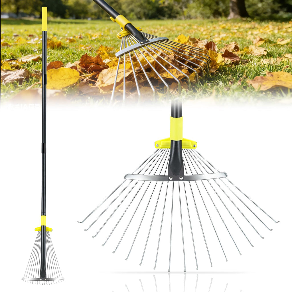 Jardineer Adjustable Leaf Rake, Expandable Lightweight Metal Yard Rakes