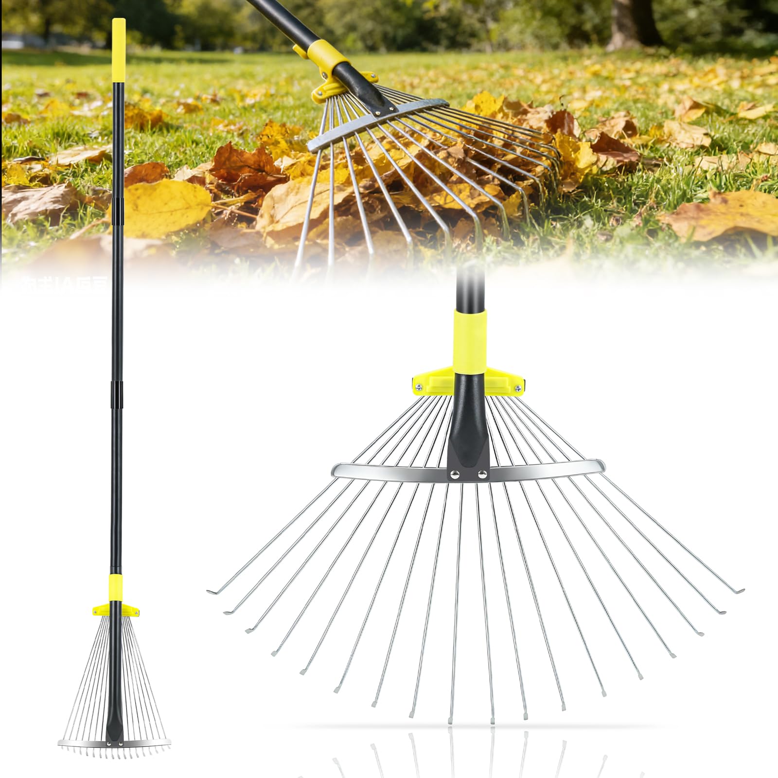 Jardineer Adjustable Leaf Rake, Expandable Lightweight Metal Yard Rakes