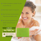 Loravey Antifungal Relief Soap Bar, Tea Tree Oil Soap, Natural Foot & Body Soaps for Healthy Skin,Relief Soap Bar Infused with Tea Tree Oil,Gentle Exfoliating Bar Soap for Men Women,3.5oz (2, 3.5OZ)