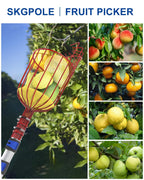 SKGPOLE 26FT Reach Fruit Picker, 5-20 Foot Sturdy Aluminum Telescoping Fruit Picker Extension Pole with Metal Twist-on Basket, Suit for Apple Pear Lemon Mango Guava Orange Avocados Tree Fruit Picking