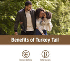Om Mushroom Superfood Turkey Tail Mushroom Capsules Superfood Supplement, 90 Count, 30 Days, Immune Support, Polysacchrides, Beta-Glucans, Gut Health & Holistic Defense Mushroom Supplement