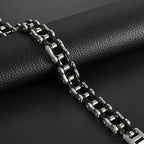 Feraco Mens Bikers Bracelet Stainless Steel Motorcycle Bike Chain Bracelets 8.4 Inch, Black&Silver