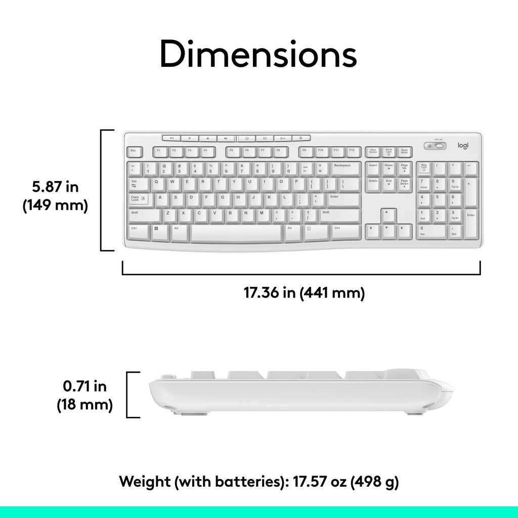 Logitech MK270 Full Size Wireless Keyboard and Mouse Combo - Off White