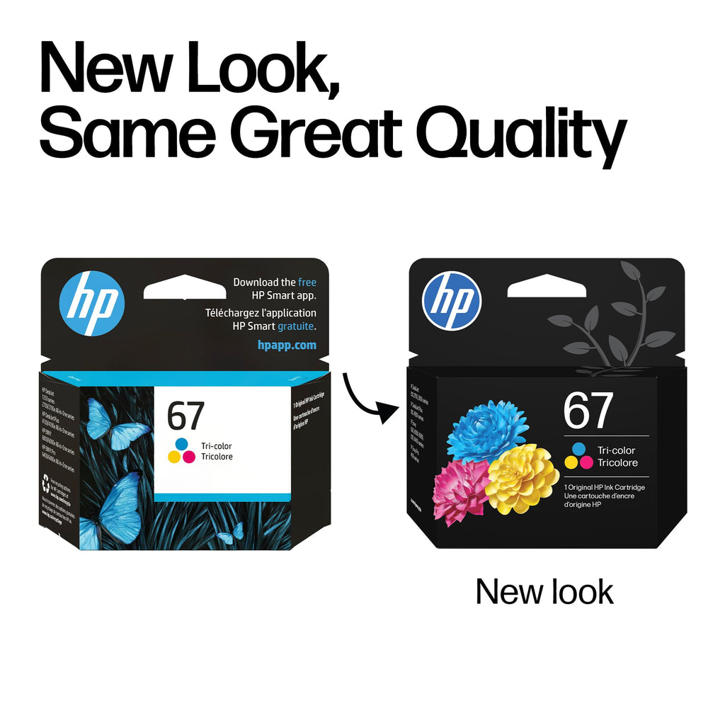 HP 67 Tri-Color Ink Cartridge | Works with DeskJet 1255, 2700, 4100 Series, Envy 6000, 6400 Series | Eligible for Instant Ink | 3YM55AN | Packaging May Vary