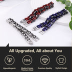 Feraco Mens Bikers Bracelet Stainless Steel Motorcycle Bike Chain Bracelets 8.4 Inch, Black&Silver