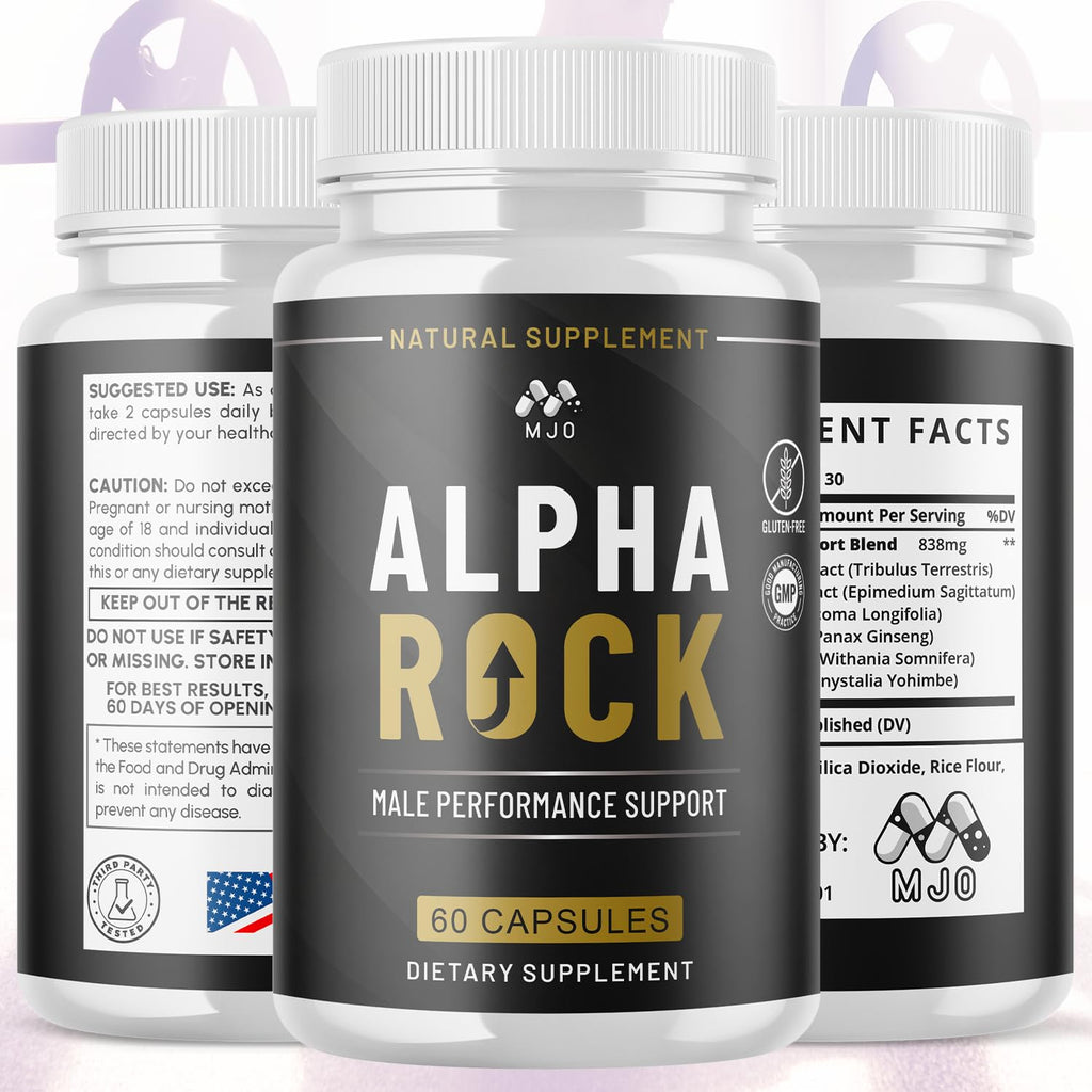 (5 Pack) Alpha Rock Pills for Men, Official Alpha Rock Male Performance Capsules with Natural Ingredients Max Strength Supplement with Premium Vitamins Support Optimal Wellness & Health (300 Capsules)