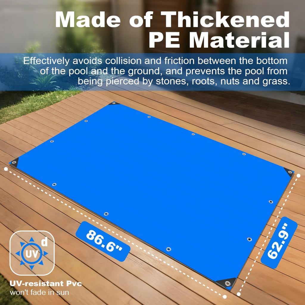 Protection Tarp for Inflatable Tanning Pool Lounger Float 86.6"x62.9" Adults Pool Floats Pad Rectangle Inflatable Pool Liner Pad for Sunbathing Water Bed Lounge Tanning Chair Thickened Mat