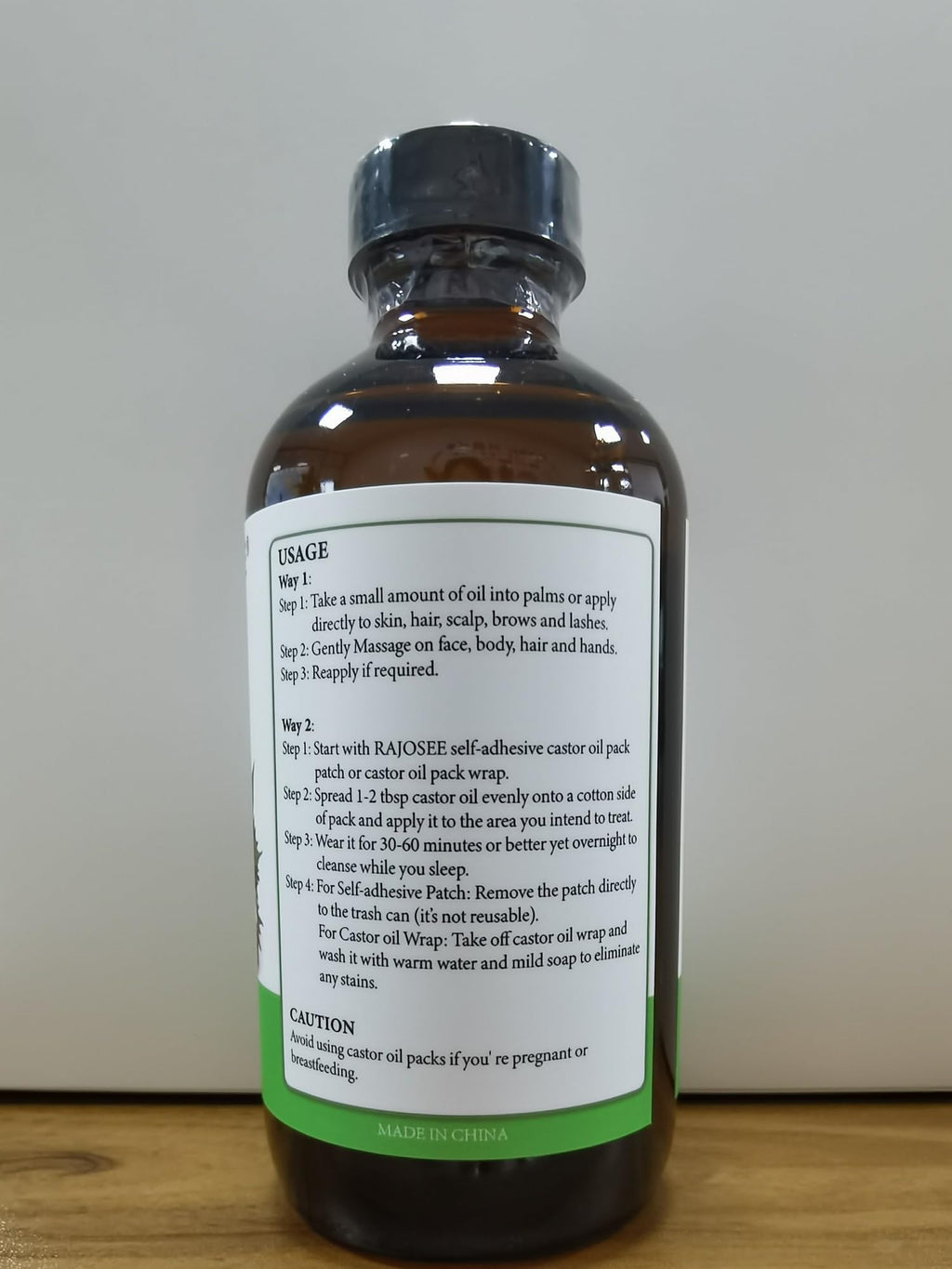 32Pcs Castor Oil Pack with Castor Oil Organic Cold Pressed Glass Bottle 8oz, Cotton Caster Oil Wrap for Waist Back Neck Arm, Self-Adhesive for Convenient Use