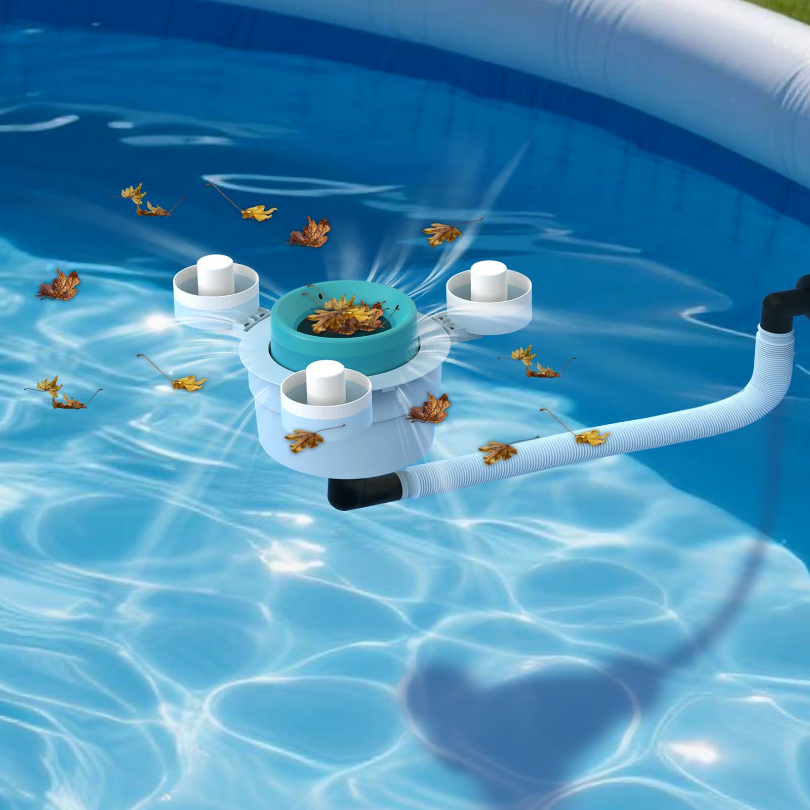 JJ JIANJIN Above Ground Pool Skimmer,No Installation Required, no Adjustable Bracket Required,Comes with 10 Filter Socks, Special Note: The Pool Pump Flow Rate Must not Exceed 1100 GPH(Turquoise)
