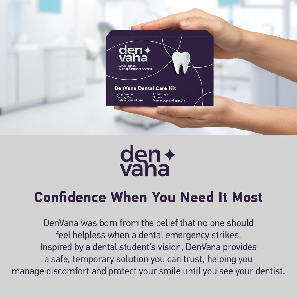 DenVana Dental Cement Kit – Zinc Oxide Eugenol Temporary Filling & Crown Repair | Tooth Repair Kit for Broken or Loose Caps, Bridges & Dentures | Strong Adhesive Glue | Instant Smile Fix | US Brand
