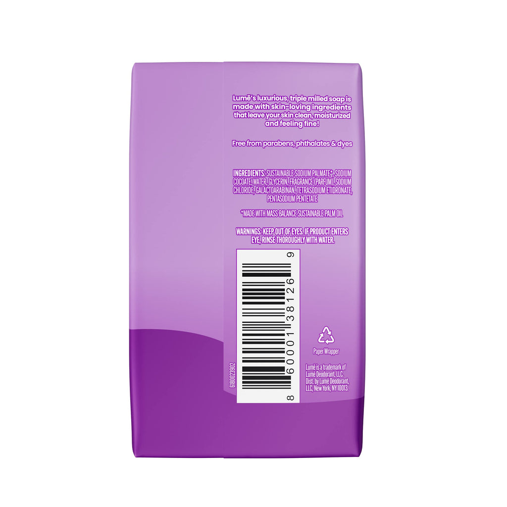Lume Triple Milled Bar Soap - Rich Moisture & Gentle Cleansing - Paraben Free, Phthalate Free, Skin Safe - 5 ounce (Pack of 4) (Lavender Sage)