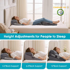 WGAKCED 3Pcs Wedge Pillow Set for After Surgery,Acid Reflux Relief, Adjustable Bed Wedge Pillows for Sleeping,Anti Snore, Memory Foam Triangle Pillow for Back&Neck&Shoulder Pain Relief, Plush Grey