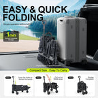 TANSTRIDER Collapsible Wagons Carts Foldable with Extended Tailgate, Folding Wagon Cart on Wheels, Portable Heavy Duty Shopping Carts for Groceries, Apartment, Garden, Camping, Sports,Outdoor (Black)