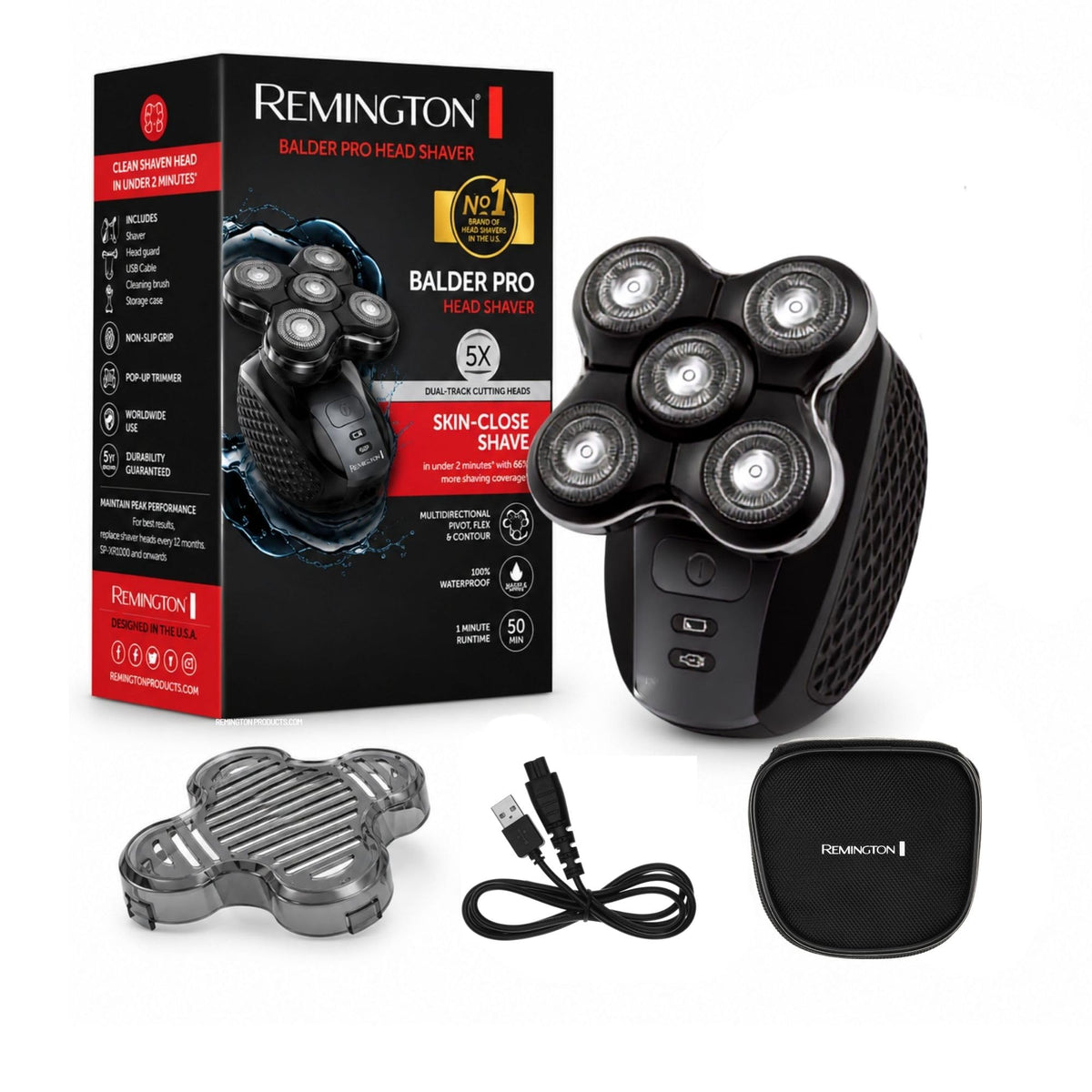 Remington Balder Pro XR7000 Head Shaver for Men, Rotary Wet & Dry Razor