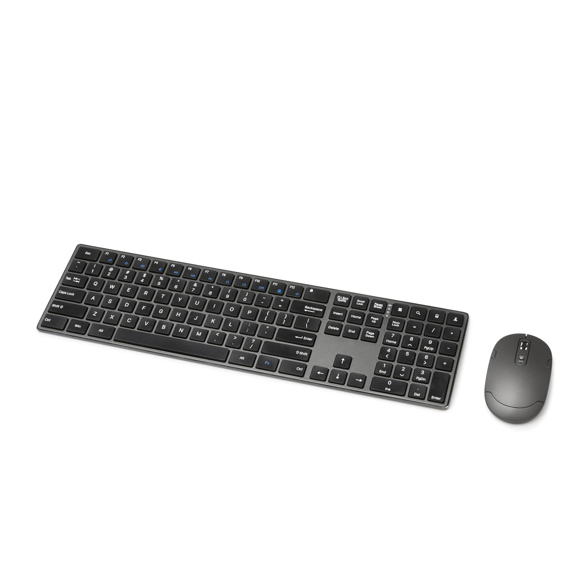 Amazon Basics Ultra Premium Wireless Keyboard and Mouse Combo, Rechargeable, Full-Size with Number Pad, Sleek Design, Plug and Play, Quiet Typing, 2.4GHz USB Receiver, Black