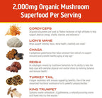 OM MUSHROOM SUPERFOOD Morning Energy Blend – Caffeine-Free Powder with Cordyceps, Lion’s Mane, Rhodiola & Vitamin D2 – Supports Energy, Focus & Endurance – 8.47 oz Canister (30 Servings)