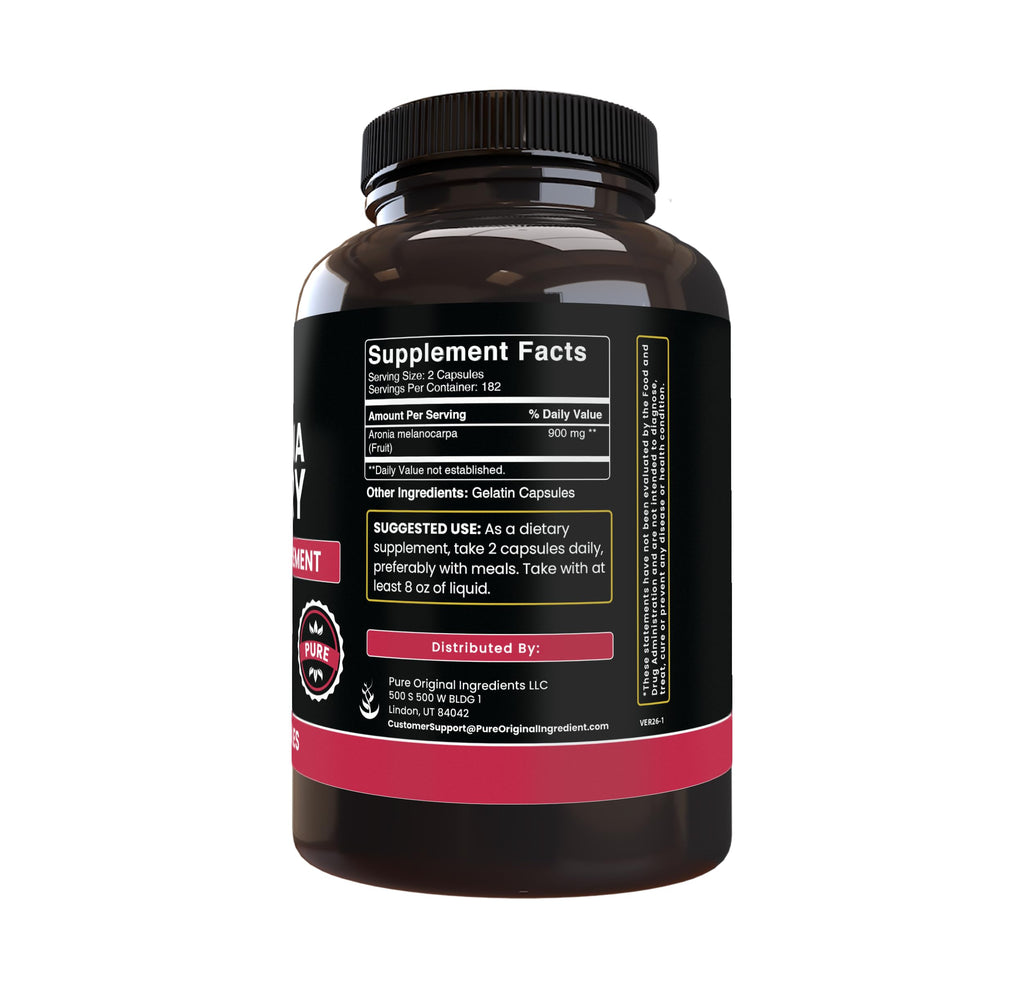 PURE ORIGINAL INGREDIENTS Aronia Berry Extract, (365 Capsules) Always Pure, No Additives Or Fillers, Lab Verified