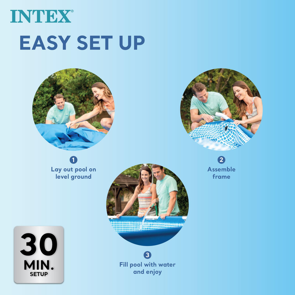 INTEX Rectangular Frame 7 ft 2 in x 4 ft 11 in x 23 in Above Ground Pool, Swimming Pool with Steel Frame, Pump Not Included