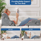 Ahpmeoa 6PCS Wedge Pillow Set for After Surgery, Back Pillow for Bed Sitting Up, Orthopedic Bed Wedge for Body, Leg Pain Relief, Memory Foam Pillow for Post Surgery, Sleeping, Acid Reflux, Gerd, Grey