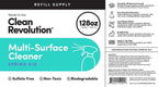 Clean Revolution Multi Surface Cleaner Refill Supply, Non-Toxic, Eco-Friendly & Plant-Based, Ready to Use, Spring Air, 128 Fl Oz (Pack of 4)