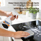 3-in-1 Stove Top Cleaner Kit - Glass Cooktop Cleaner for Ceramic Electric Gas & Induction Stoves - Includes Heavy Duty Scraper and Double-Sided Sponges for Removing Burnt-on Grease, Oil & Grime