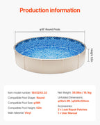 VEVOR 18-ft Round Above Ground Pool Liner, Unibead Pool Liners, Standard Gauge, 52inch Wall Height, Designed for Steel Sided Above-Ground Swimming Pools