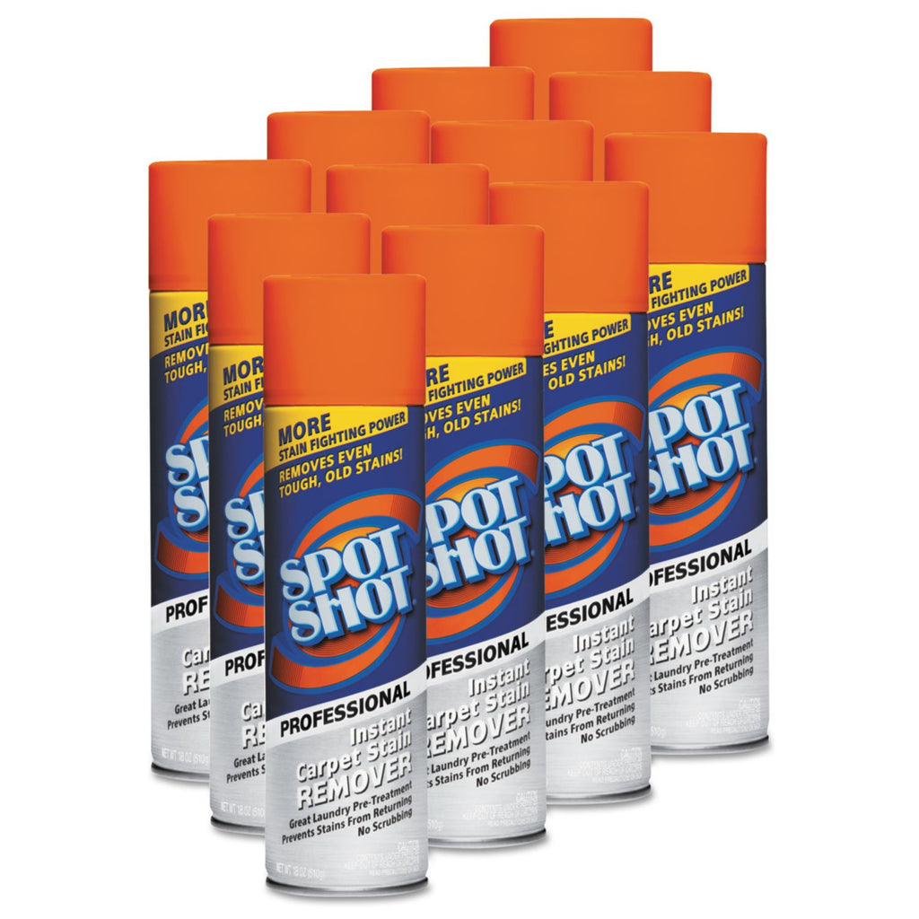 Spot Shot Professional Instant Carpet Stain Remover No-Scrub Aerosol, 18 OZ [12-Pack]