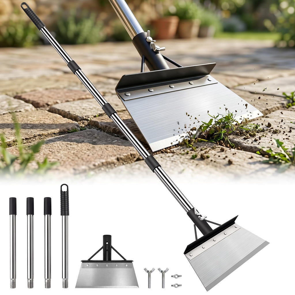 Nisuez Garden Cleaning Shovel, 64" Long Handle Heavy Duty Multifunctional Flat Shovel, Metal Floor Scraper Tool for Weeding, Scraping Moss, Ice & Snow Removal,Edger for Sidewalk, Driveway & Garden
