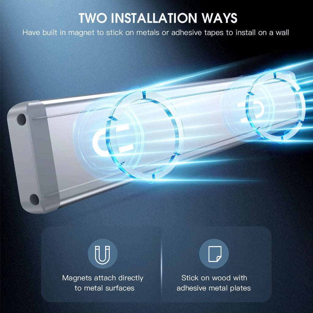 Under Cabinet Lights, 63 LED Rechargeable Motion Sensor Lights Indoor, 2 Pack Dimmable Magnetic Closet Lights, Wireless Under Counter Lights for