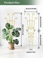 2Pcs Large Metal Trellis for Potted Plants Indoor, 33 Inch Tall Expandable Garden Trellis for Climbing Plants, Houseplant Support for Monstera, Ivy, Hoya Flower Outdoor (Gold)