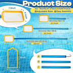 ComfyKit 50in 2-in-1 Pool Skimmer Tool with Stainless Steel Hook and Detachable Fine Mesh Net, Includes Skimmer Basket Handle, for Above Ground and Inground Pools