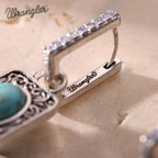 Wrangler Turquoise Jewelry for Women, Turquoise Earrings, Silver-Green