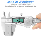 Digital Caliper Measuring Tool, IP54 Waterproof Electronic Micrometer Caliper, Stainlee Steel Vernier Caliper with Large LCD Screen, Inch Metric Fraction Conversion, 6 Inch for Household/DIY