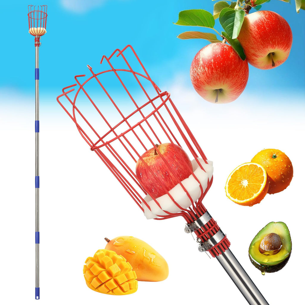 75" Fruit Picker Pole Tool for Long Reach, No Ladder Required, Portable Splicing Tool for Seniors,Kids,Year-Round Use– Effortless Harvesting for Apples, Avocados,Oranges,Grapefruit,Mangoes,Plums,Pear